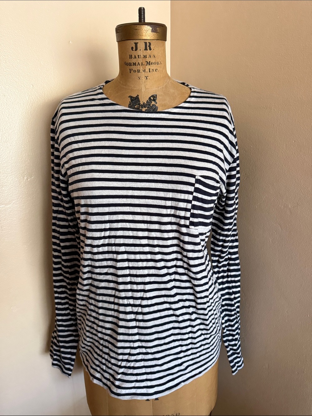 AllSaints Spitalfields Striped Long Sleeve Pocket Top Small Portugal